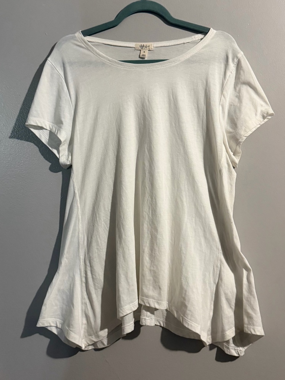 Style & Co White Swing Top Short Sleeve Scoop
Neck XL Soft Casual Tee